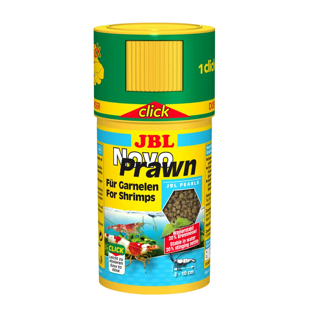 JBL NovoPrawn 100ml CLICK – Nahrung für Garnelen, optimales Wachstum und Farbenpracht, ideal für 2-10 cm große Garnelen.