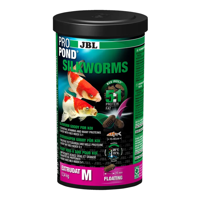 JBL PROPOND SILKWORMS M 0,34 kg – hochwertiges Futter für Koi mit optimalem Protein-Fettverhältnis in Verpackung.