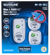 Silverline Abschreckgerät für Mäuse & Ratten für 80 +30+30 m²