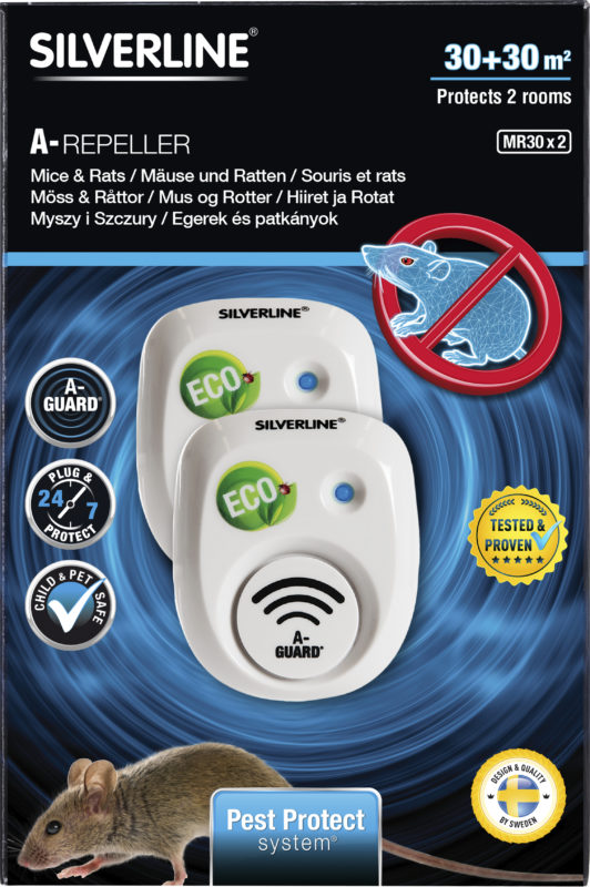 Silverline Abschreckgerät für Mäuse & Ratten für 30 + 30 m² (Kopie) - A-Repeller mit Geräuschtechnologie.