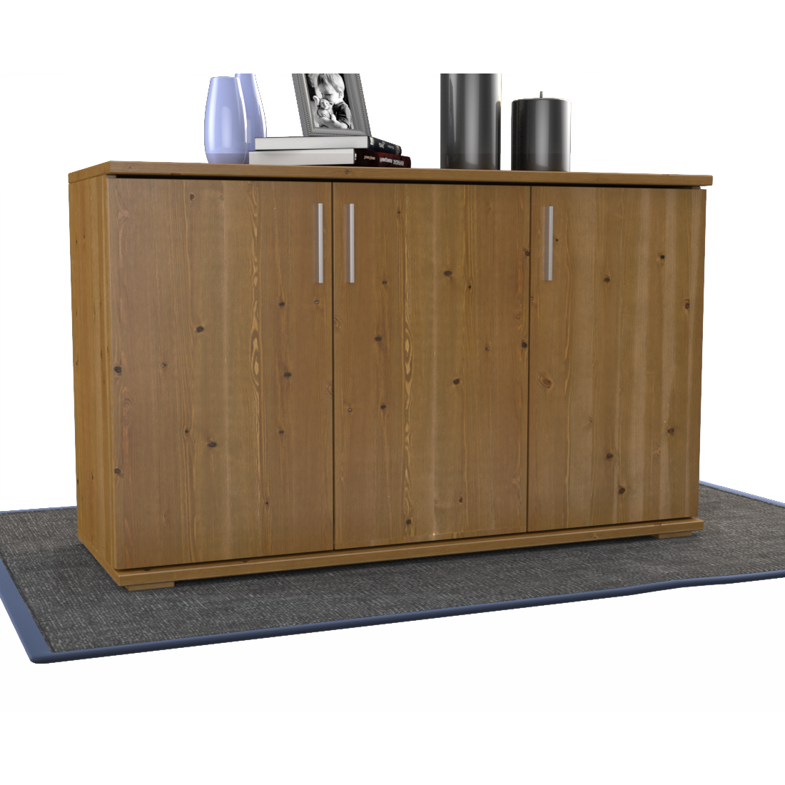 Nobis Kommode Sideboard | Anrichte | 3-Türig mit Regalböden | 100% Bio Kiefer Massivholz