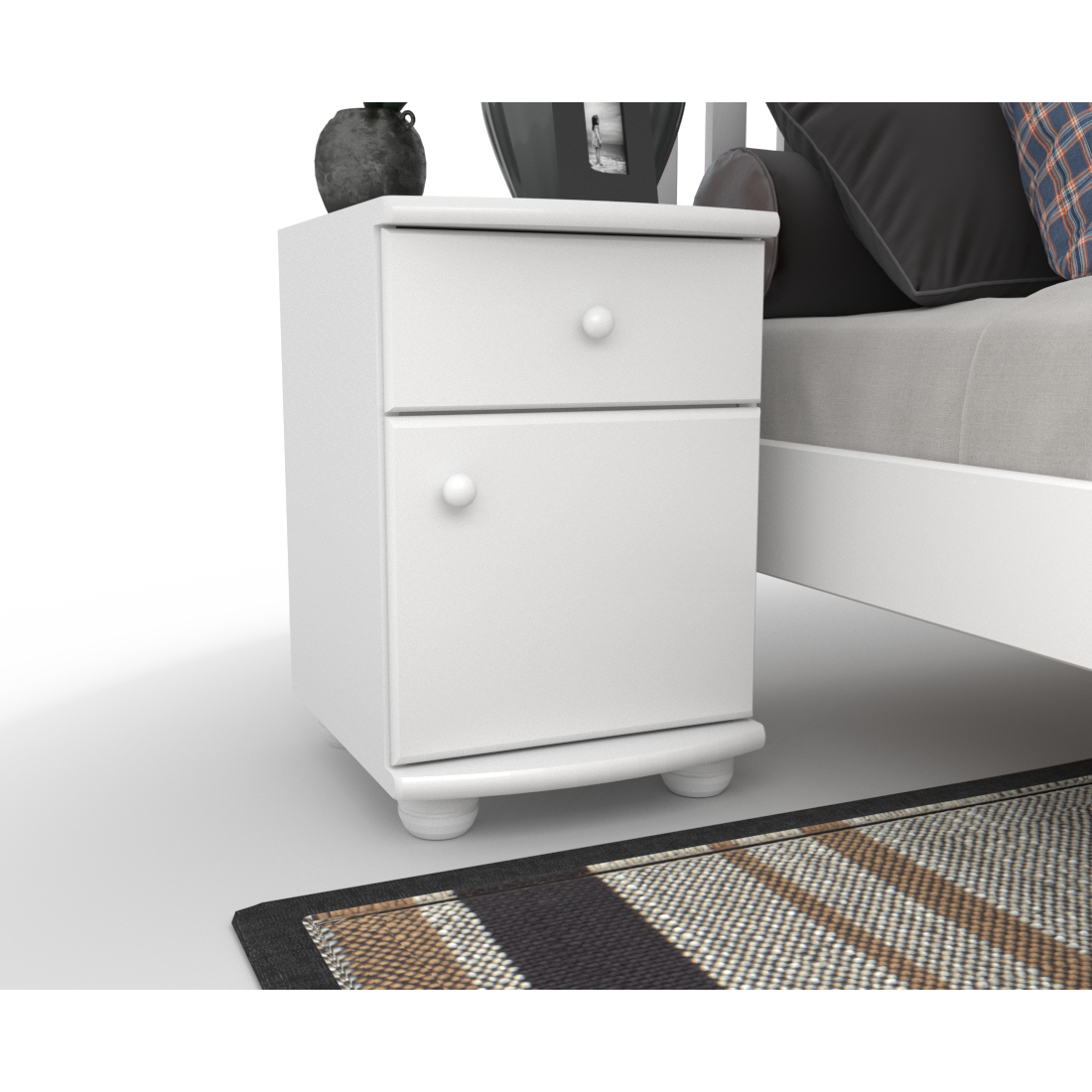 Claudia Kiefer Massivholz Nachttisch Nachtschrank | 1-Schublade 1-Türig | 100% Bio Kiefer