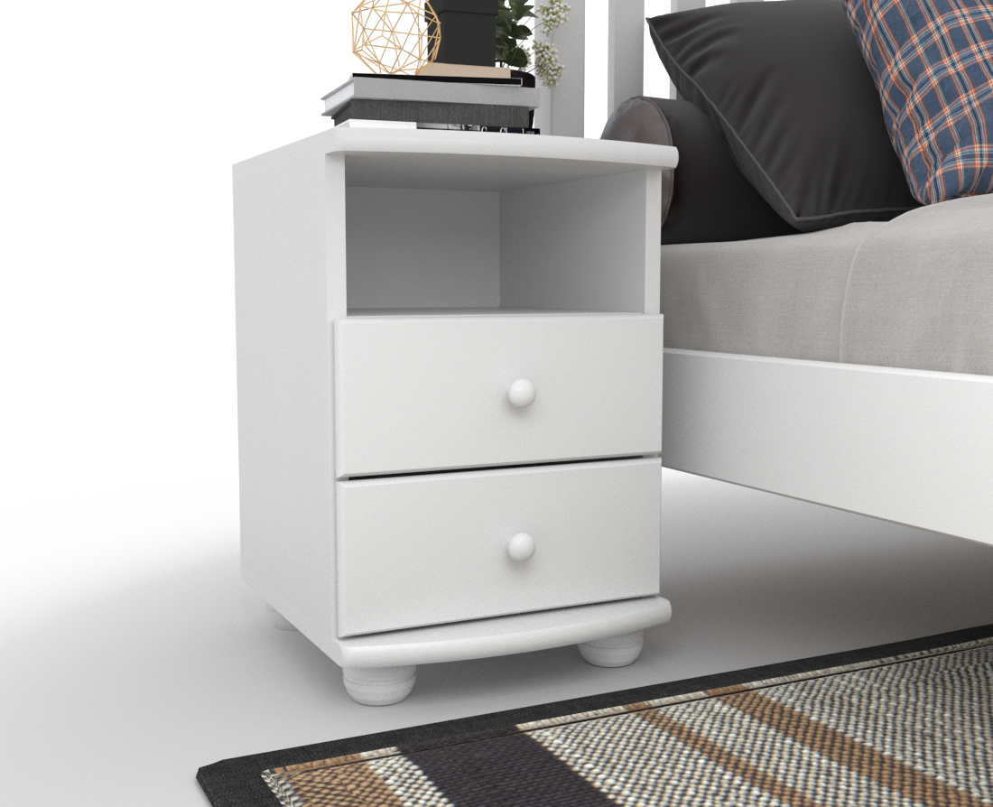 Claudia Kiefer Massivholz Nachttisch Nachtschrank | 2-Schubladen und 1 Regal | 100% Bio Kiefer