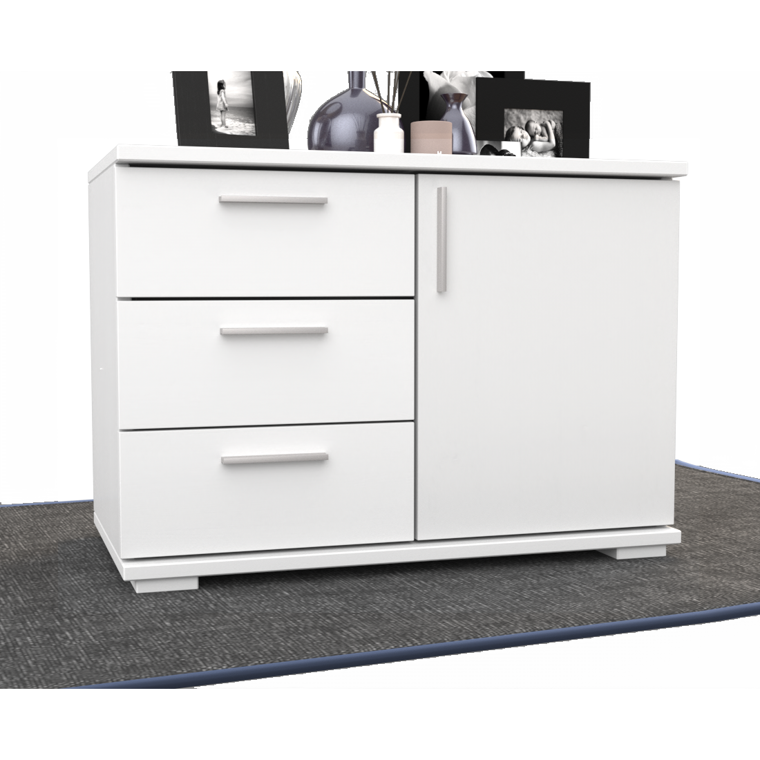 Nobis Kommode Sideboard 1-Türig 3 Schubladen 100% Bio Kiefer Massivholz