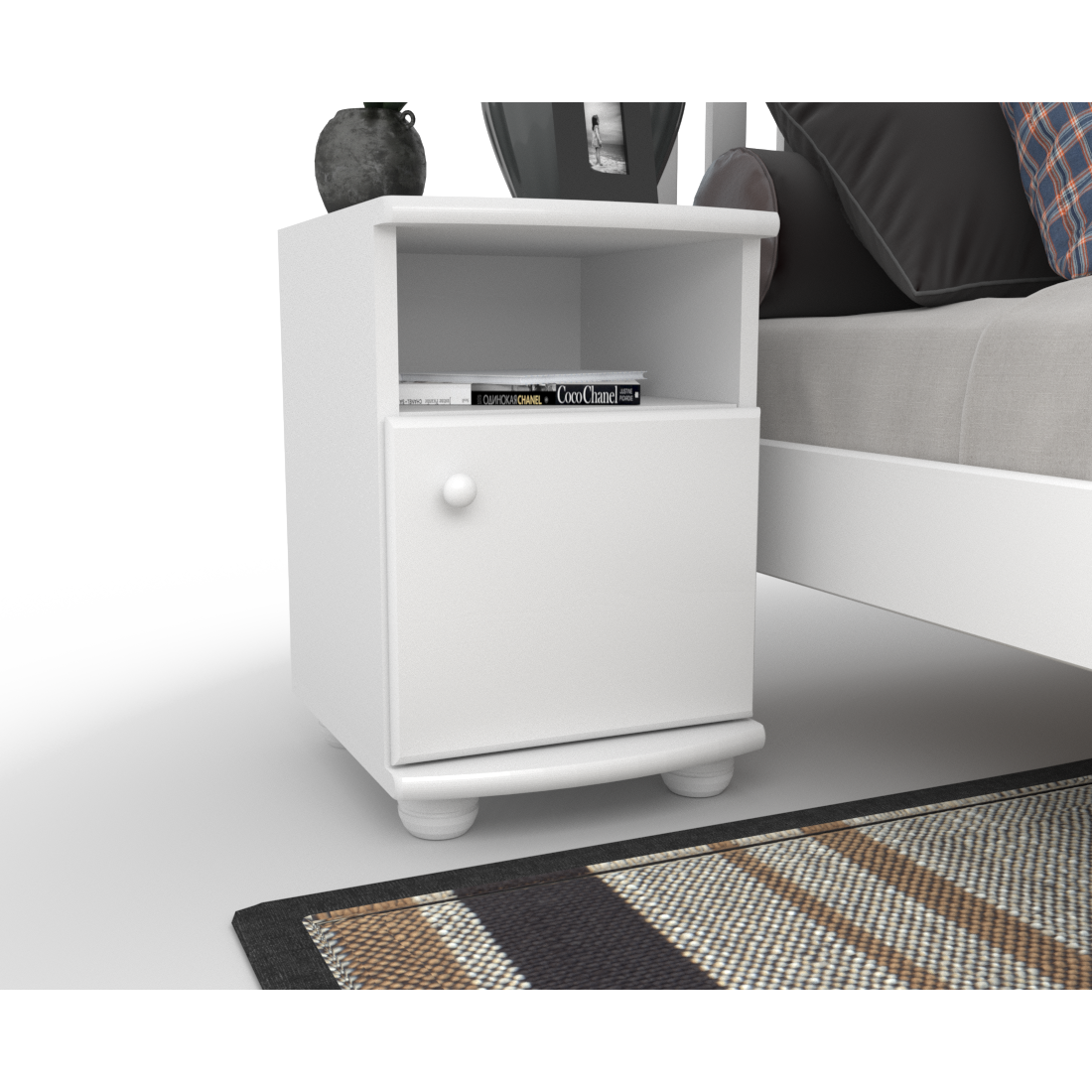 Claudia Kiefer Massivholz Nachttisch Nachtschrank | 1-Regal | 1-Türig | 100% Bio Kiefer