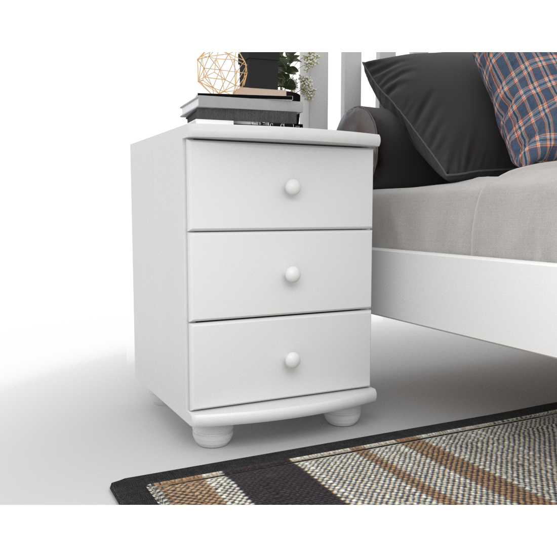 Claudia Kiefer Massivholz Nachttisch Nachtschrank | 3-Schubladen | 100% Bio Kiefer