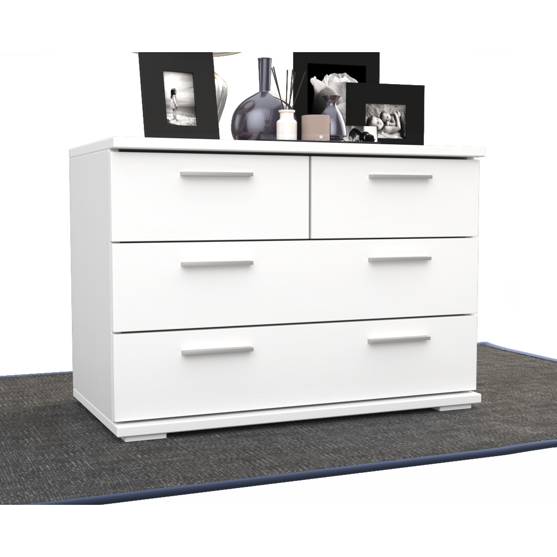 Nobis Kommode Sideboard | Anrichte | 4-Schubladen | 57cm hoch | 100% Bio Kiefer Massivholz