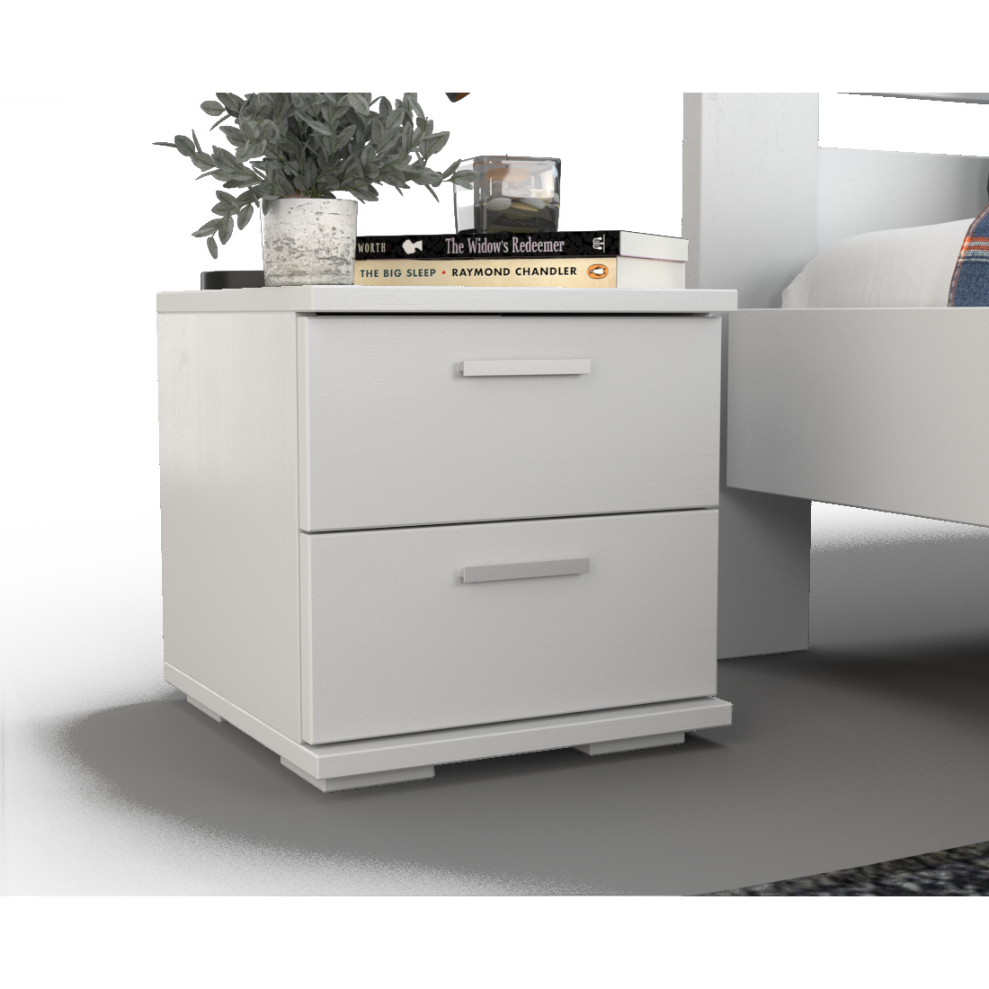 Nobis Kiefer Massivholz Nachttisch Nachtschrank | 2-Schubladen | 100% Bio Kiefer