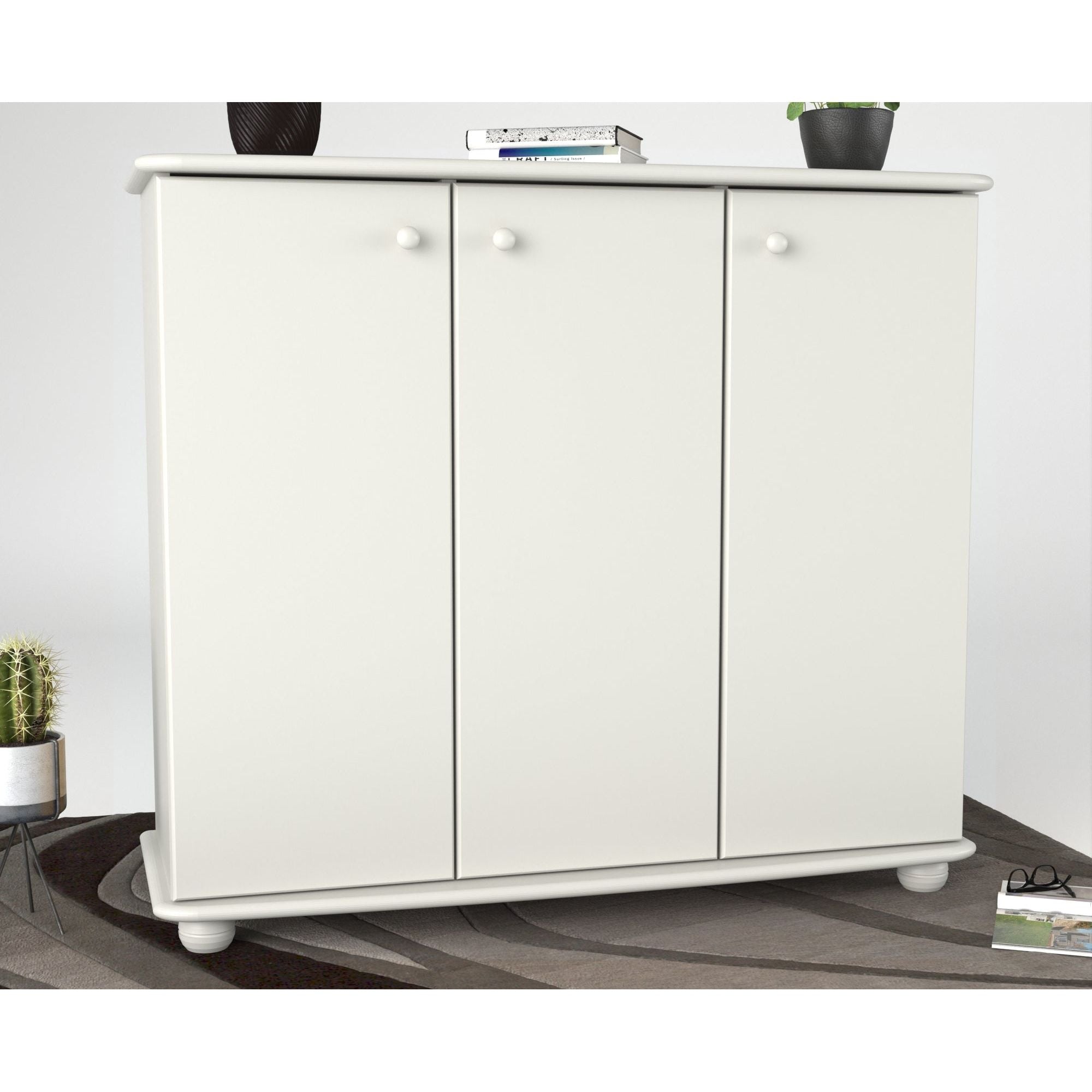 Anika Kommode Sideboard 110er | Anrichte | 3-Türig mit Regalfächer | 100% Bio Kiefer Massivholz