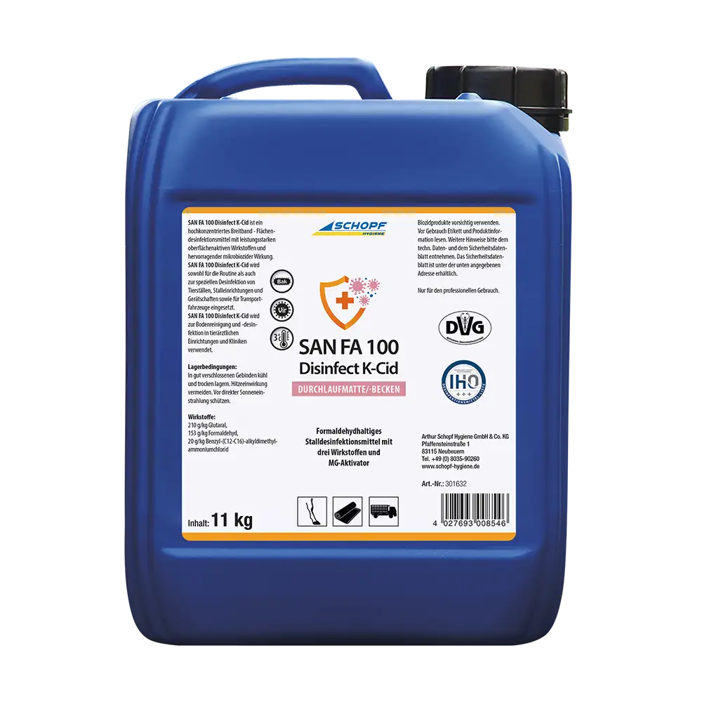 Schopf SAN FA 100 Disinfect K-Cid 11 kg konzentriertes flüssiges Desinfektionsmittel