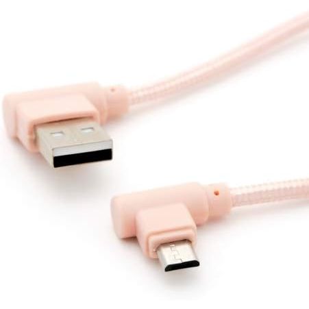 System-S Micro USB Kabel Beidseitig 90 Grad Rechts Gewinkelt USB Typ A Zu Micro USB B 20 cm Rose