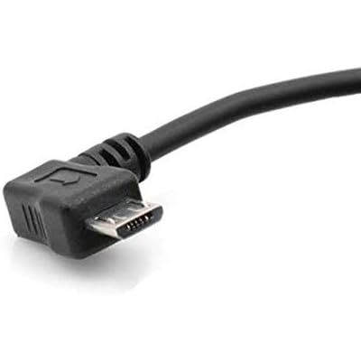 System-S Dehnbares Spiralkabel Micro USB 2.0  kompatibel Kabel gewinkelt 90 grad Winkelstecker (rechts/male) Datenkabel und Ladekabel 50 - 135 cm