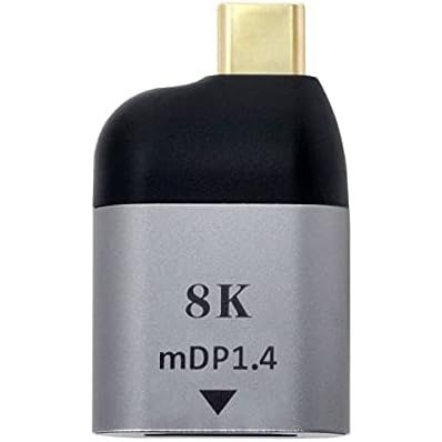 Mini DisplayPort Adapter Buchse Zu USB 3,1 Typ C Stecker Kabel Grau Mit 8K Auflösung Bei 60 Hz