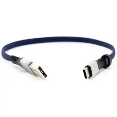 System-S USB Typ C 3.1 Kabel auf USB Typ A 2.0 90° Grad gewinkelt in Blau 29 cm