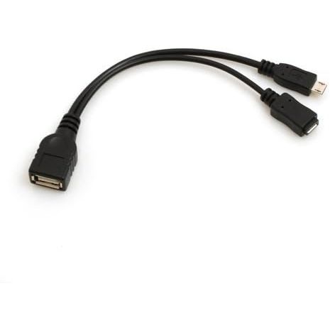 SYSTEM-S USB 2.0 Y Kabel 12 cm Typ A Buchse zu Micro Stecker + Buchse Adapter in Schwarz