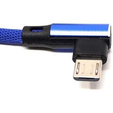 Systemhaus Zakaria Micro USB Kabel Nylon Blau Links Gewinkelt USB Typ A 2.0 98 Cm