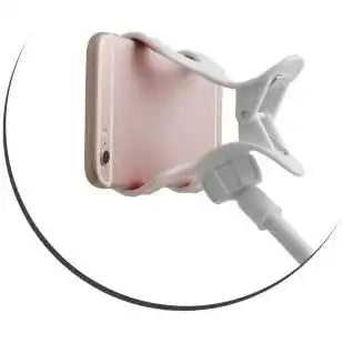 System-S Universal Halter flexibler Tisch & Bett Schwanenhals Haltearm Halterung für Smartphone Handy in Weiß