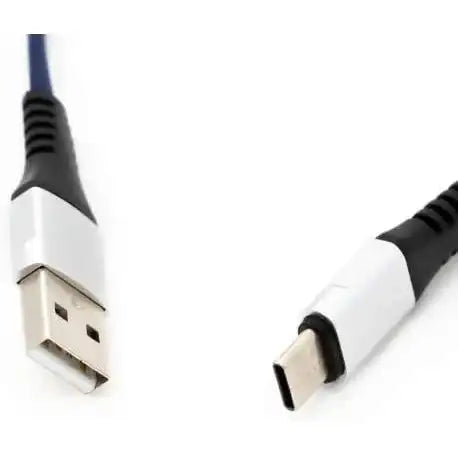 System-S USB Typ C 3.1 Kabel auf USB Typ A 2.0 90° Grad gewinkelt in Blau 29 cm
