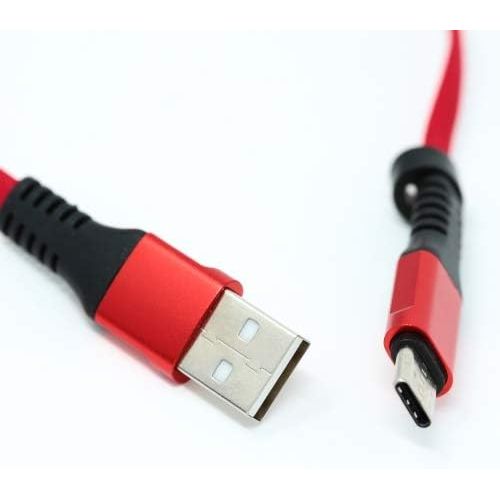 USB Typ C Zu USB Typ A Kabel 3.1 Flachkabel 30 cm Rot Mit Aluminium Gehäuse Nylon Ummantelung