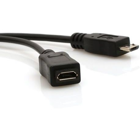 SYSTEM-S USB 2.0 Y Kabel 12 cm Typ A Buchse zu Micro Stecker + Buchse Adapter in Schwarz