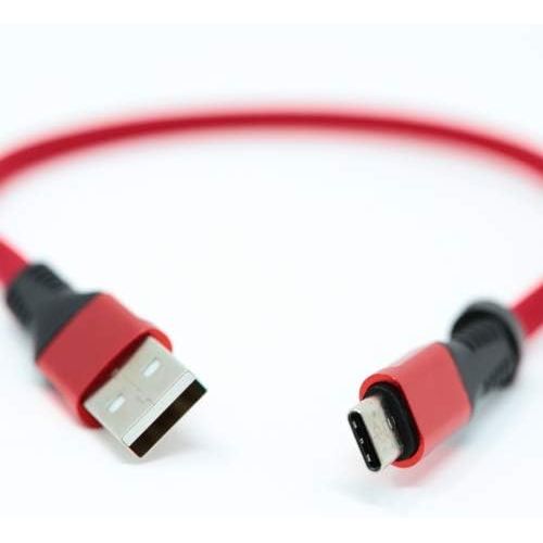 USB Typ C Zu USB Typ A Kabel 3.1 Flachkabel 30 cm Rot Mit Aluminium Gehäuse Nylon Ummantelung