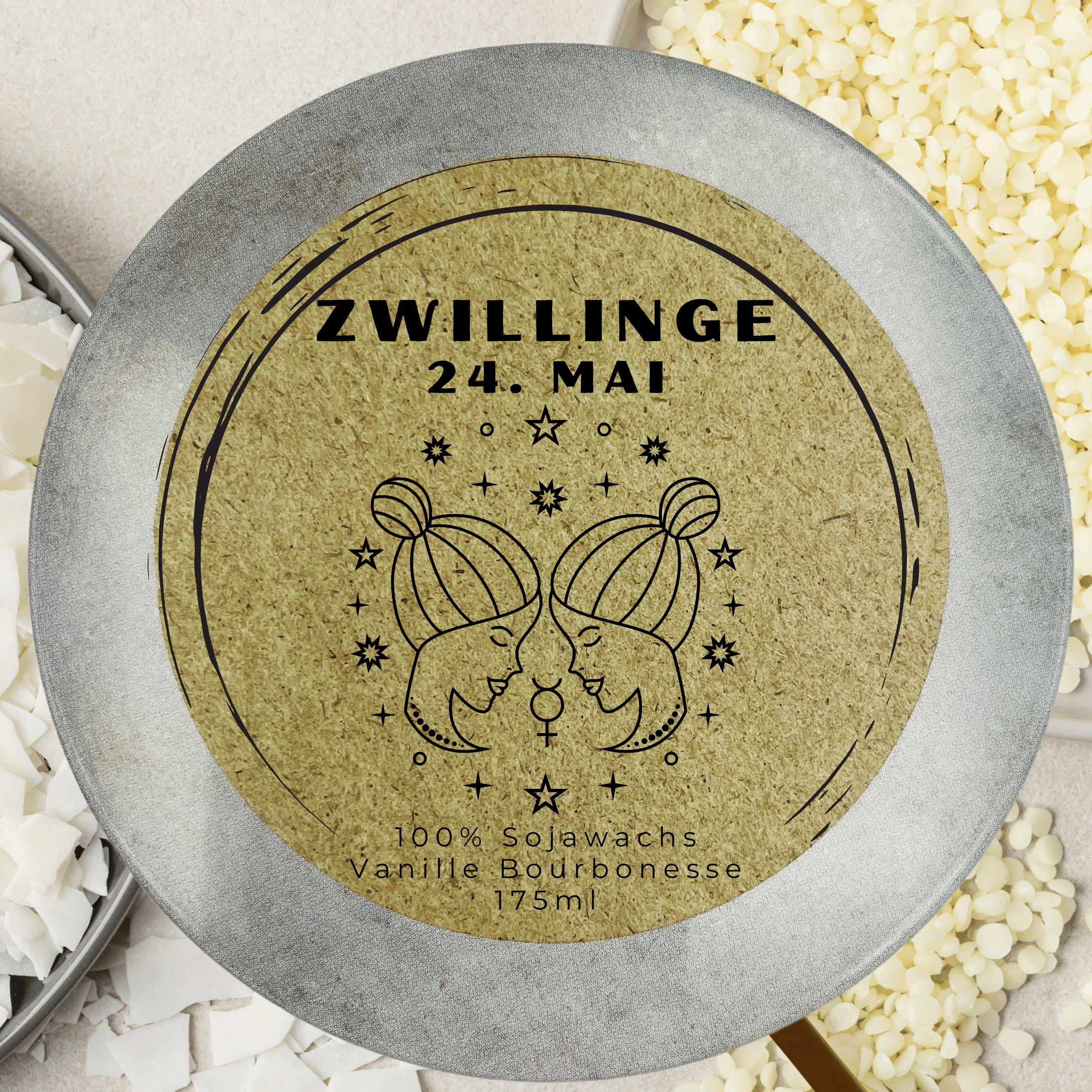 Sternzeichen Zwillinge Duftkerze - Handgemachte Sojawachs-Kerze - Personalisiertes Astrologie-Geschenk