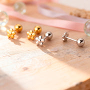 Ohrstecker aus 925er Sterling-Silber, Mini-Blümchen