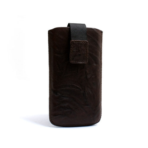 Braunes Leder Etui Sleeve Hülle Für Apple iPhone 4 und 4S Mit Klettverschluss Sicheren Halt