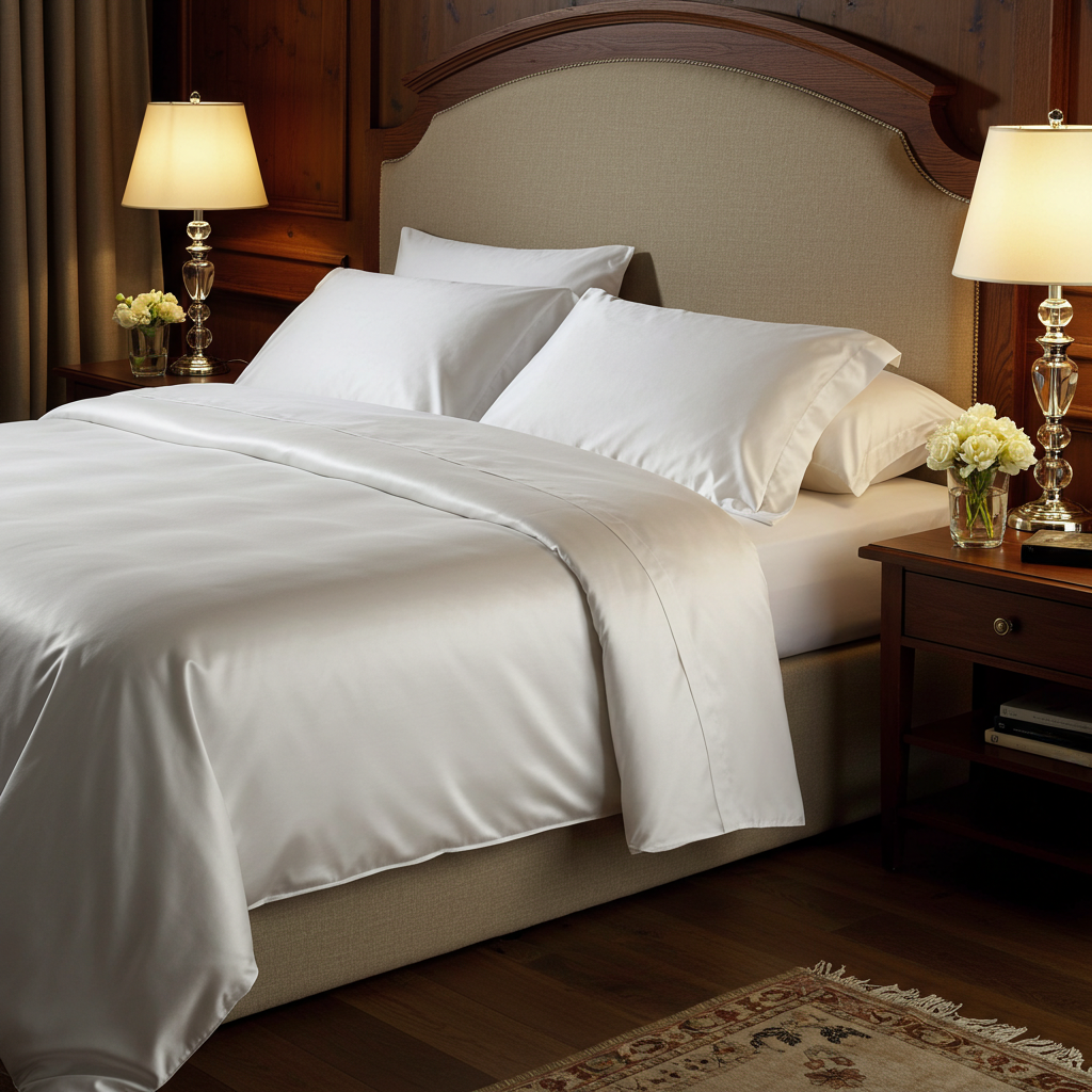 Giza 45 Baumwolle Satin Deckenbezug Handverlesen Langstapelige Atmungsaktiv Weiß