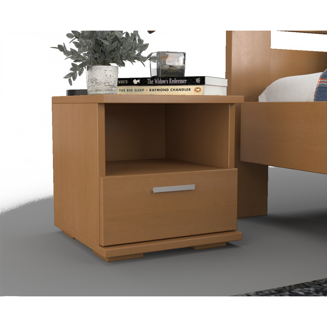 Nobis Kiefer Massivholz Nachttisch Nachtschrank | 1-Schublade und 1 Regal | 100% Bio Kiefer