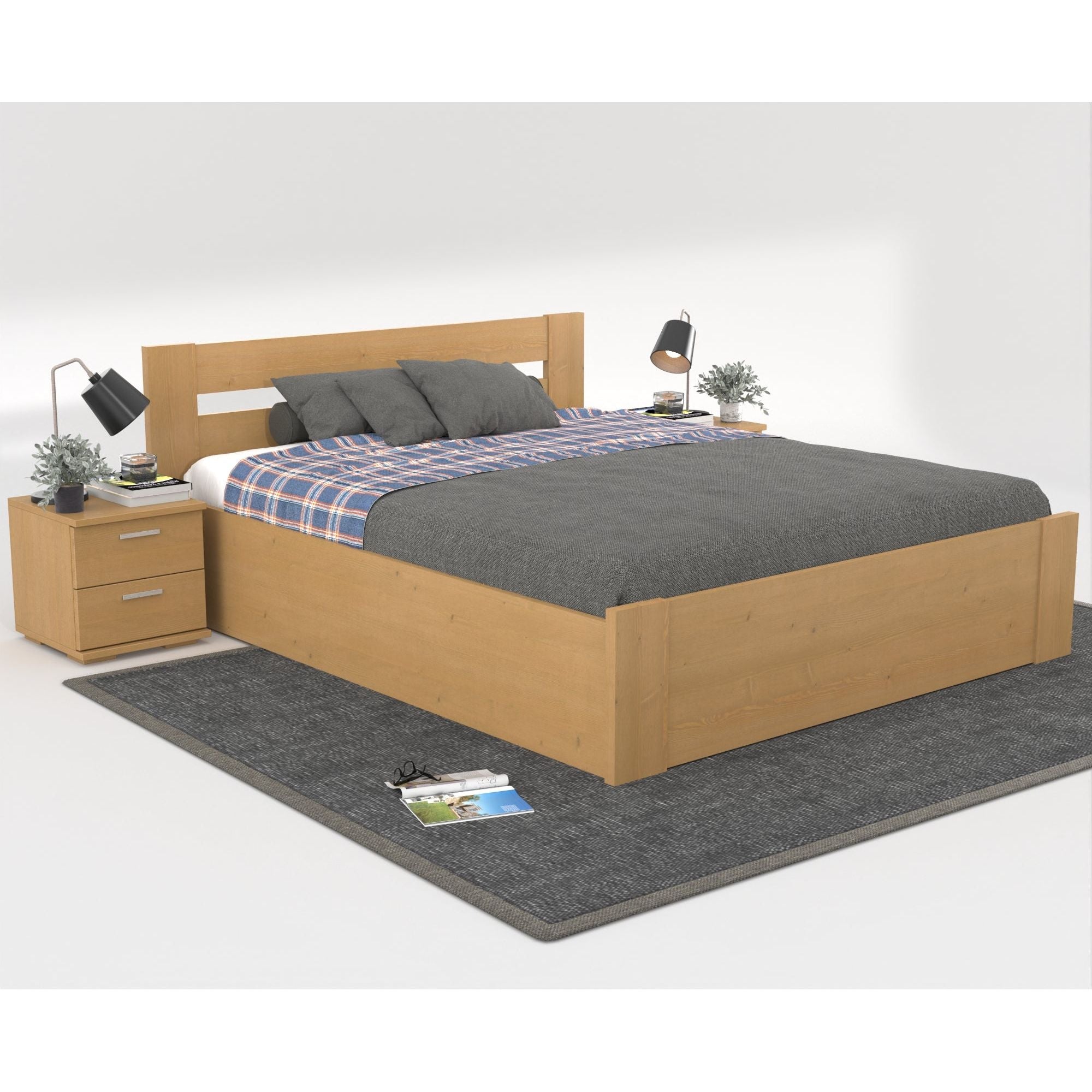 Nobis Kieferbett mit Bettkasten | Massivholz | Naturholz | 100% Bio-Bett inkl. Lattenrost
