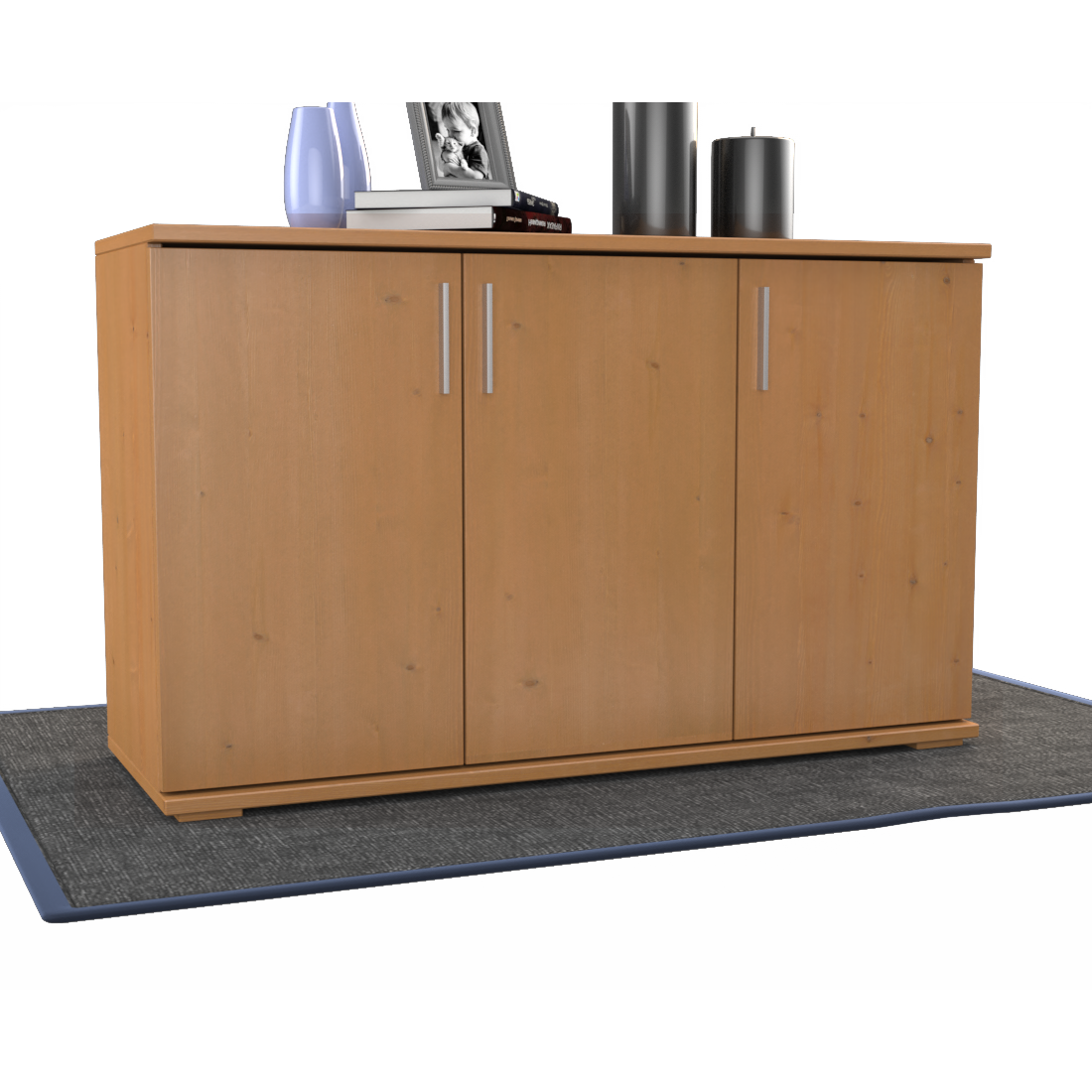 Nobis Kommode Sideboard | Anrichte | 3-Türig mit Regalböden | 100% Bio Kiefer Massivholz