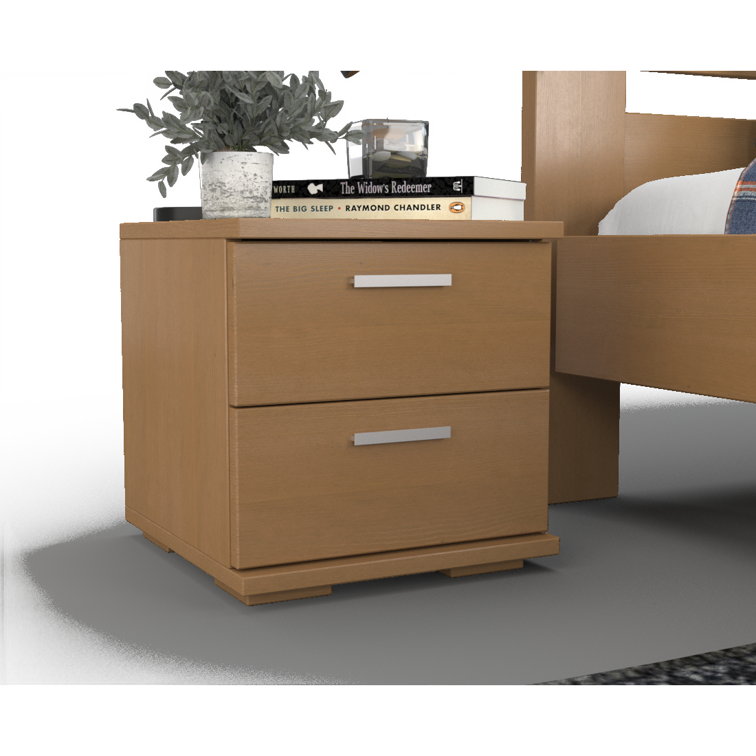Nobis Kiefer Massivholz Nachttisch Nachtschrank | 2-Schubladen | 100% Bio Kiefer