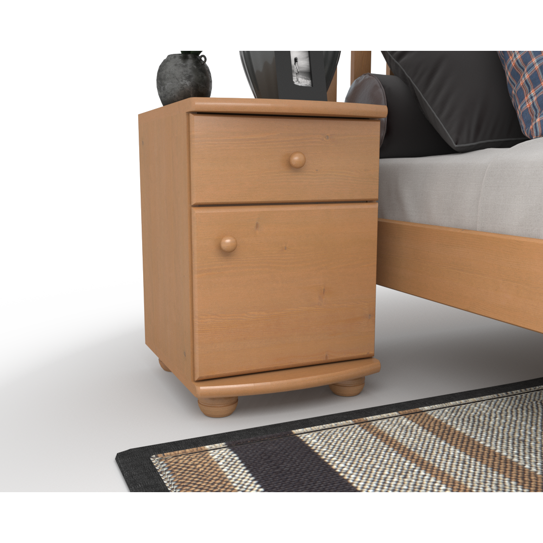 Claudia Kiefer Massivholz Nachttisch Nachtschrank | 1-Schublade 1-Türig | 100% Bio Kiefer