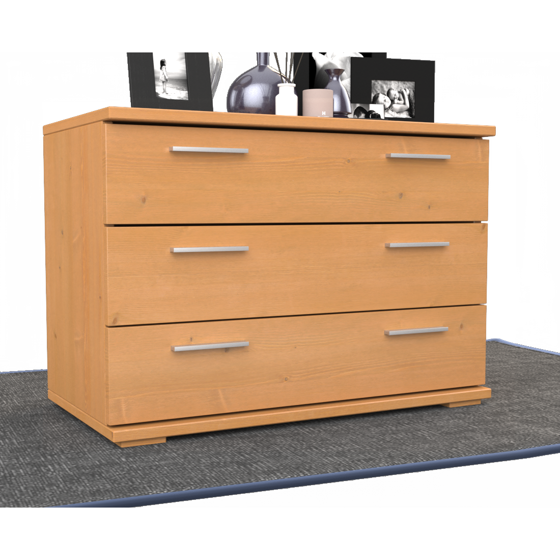 Nobis Kommode Sideboard | 3 große Schubladen | 57cm hoch | 100% Bio Kiefer Massivholz