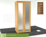 Nobis Spiegeltürenschrank | Kleiderschrank | Regale und Kleiderstange | 100% Bio Kiefer Massivholz