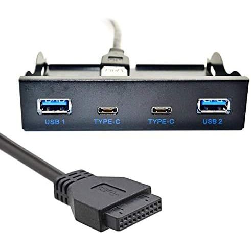 USB Hub Panelmontage 2x USB A 3.0 Und 2x USB C 3.1 Für Motherboard 20 Poliges Anschlusskabel