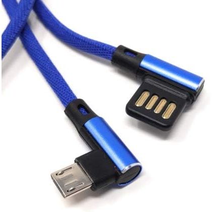Systemhaus Zakaria Micro USB Kabel Nylon Blau Links Gewinkelt USB Typ A 2.0 98 Cm