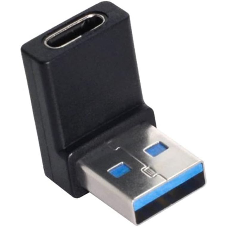 SYSTEM-S USB 3.1 Adapter Typ C Buchse Zu Typ A Stecker Winkel Kabel Schwarz - Hochgeschwindigkeitsübertragung