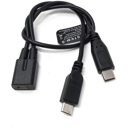 Systemhaus Zakaria USB 2.0 Y Kabel Micro B Buchse zu Typ C und Micro B Stecker 25 cm Hochwertiges Kabel