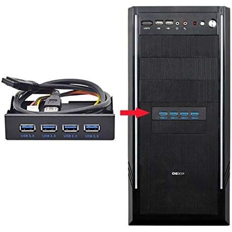 System-S USB HUB Typ A 3.0 4 Anschlüsse Panel Mount zum Motherboard 20poliges Anschlusskabel für 3,5"-Diskettenschacht