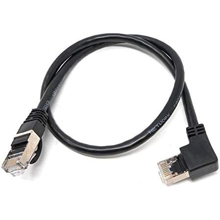 SYSTEM-S LAN Kabel 0,5 m RJ45 Stecker Ethernetkabel Netzwerkkabel Winkel in Schwarz