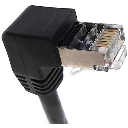 SYSTEM-S LAN Kabel 0,5 m RJ45 Stecker Ethernetkabel Netzwerkkabel Winkel in Schwarz
