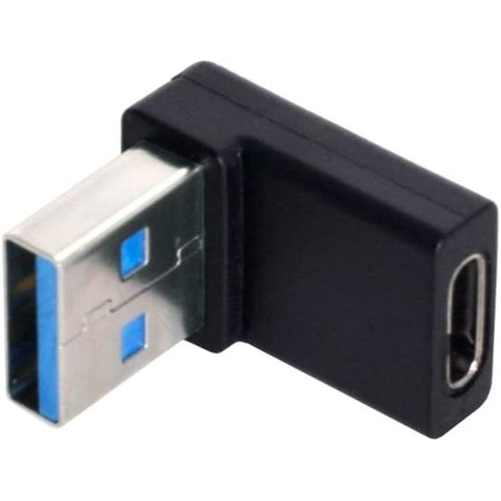 SYSTEM-S USB 3.1 Adapter Typ C Buchse Zu Typ A Stecker Winkel Kabel Schwarz - Hochgeschwindigkeitsübertragung