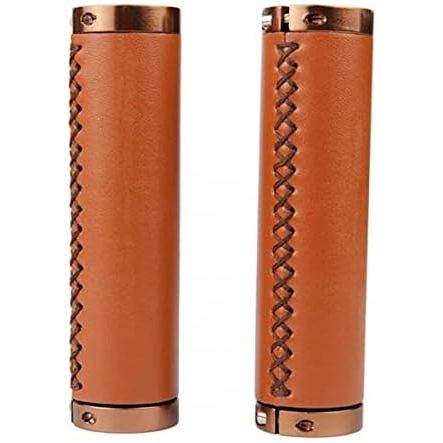 Fahrradgriffe Vintage Look Kunstleder Braun 2er Set Gerade Form Mit Befestigung Montage