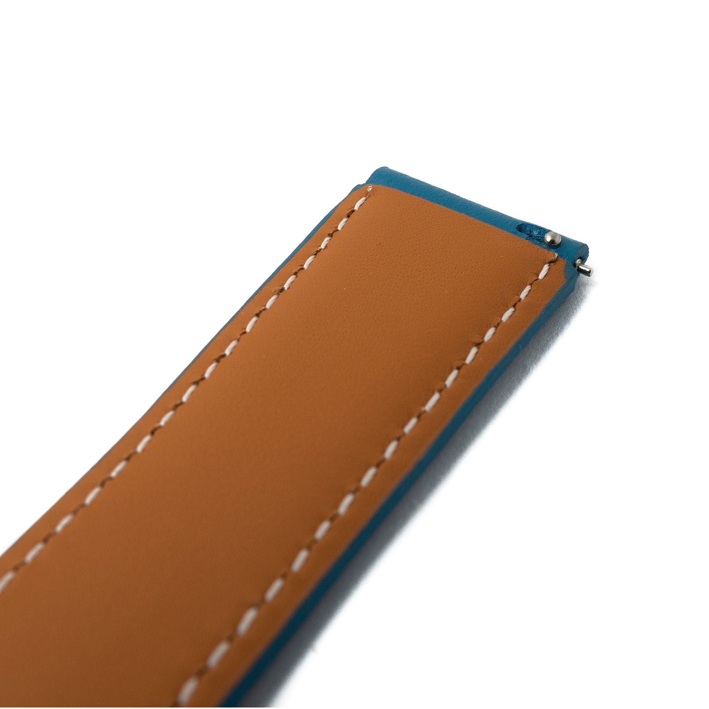 Lederarmband 20 Mm Blau Für Samsung Galaxy Watch 5 4 Smartwatch Mit Faltschließe