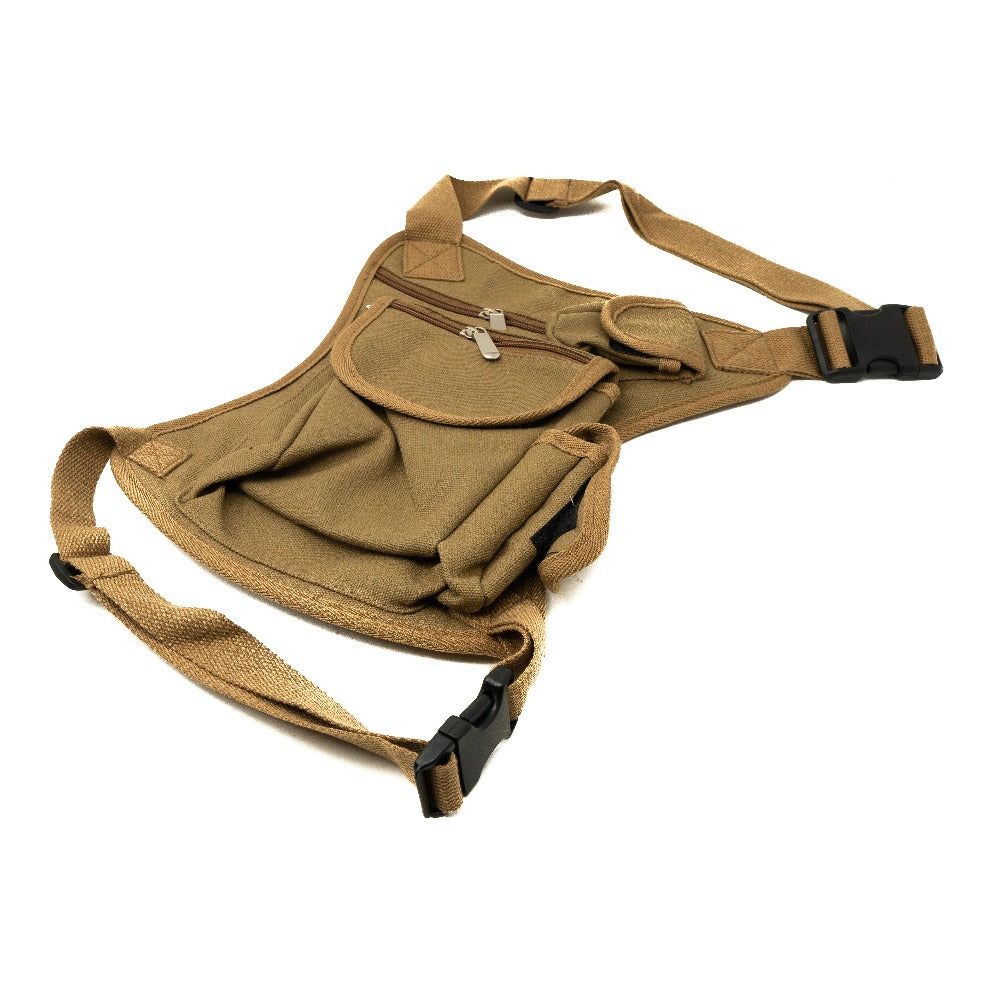 SYSTEM-S Tasche Wander Fahrrad Beutel aus Canvas Segeltuch in Braun