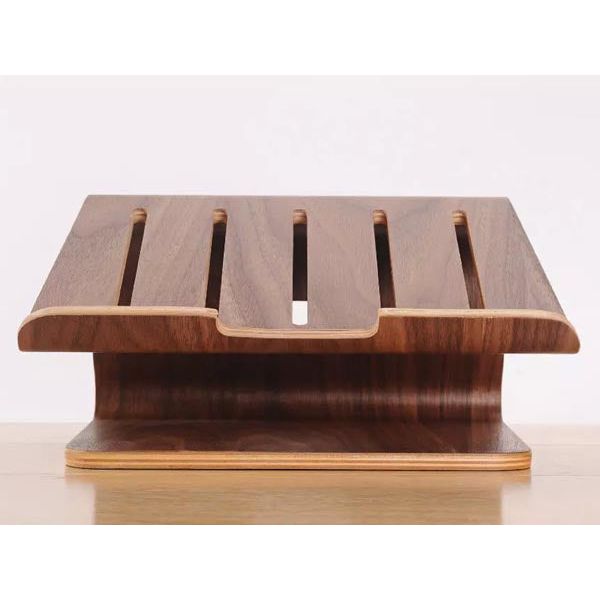 SYSTEM-S Echtholz Universal Notebookständer Laptop Netbook Ständer Halter Holz Ergonomisch in braun