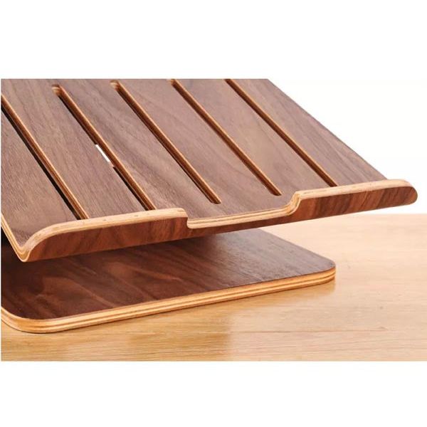 SYSTEM-S Echtholz Universal Notebookständer Laptop Netbook Ständer Halter Holz Ergonomisch in braun