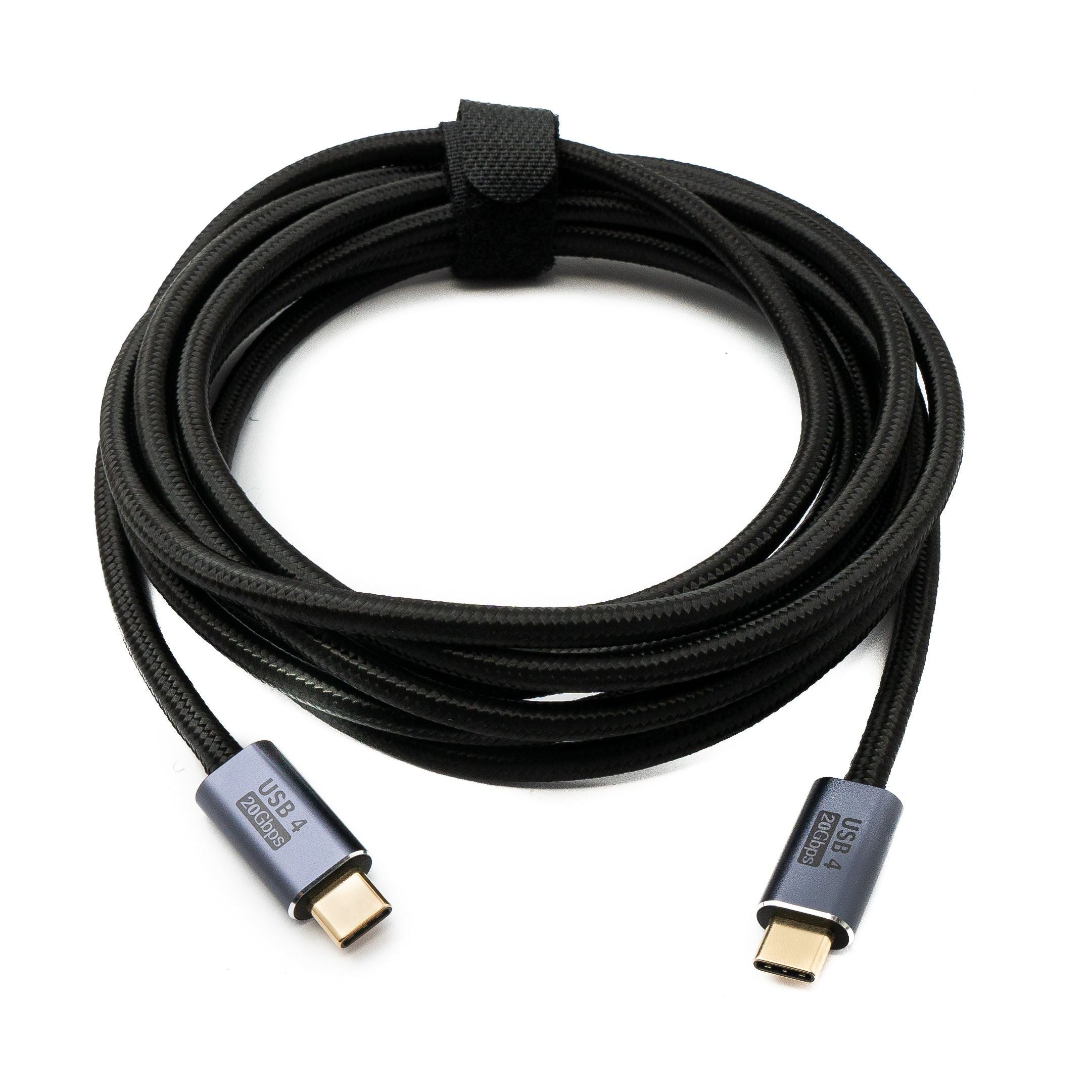SYSTEM-S USB4 USB Kabel 300 cm Typ C Stecker zu Stecker 20 Gbit/s USB 4.0 geflochten Schwarz
